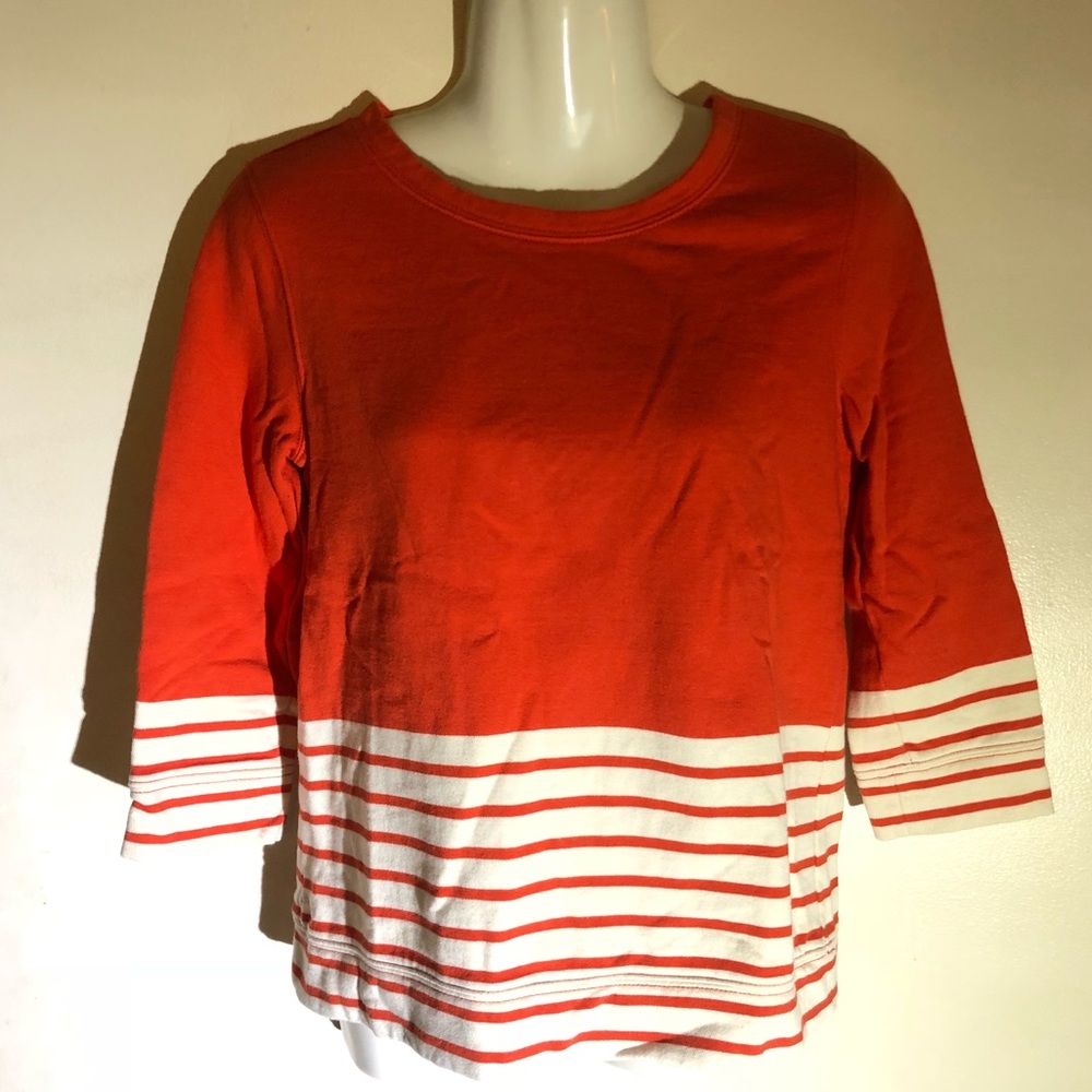 J crew blk lbl szXS orng-red/wht stripe sweatshirt